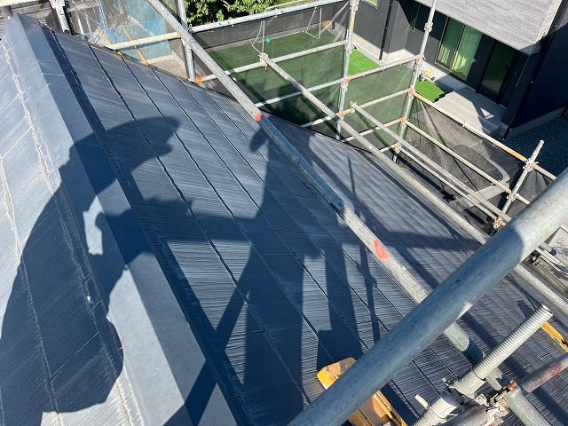 南アルプス市　屋根塗装　足場仮設　屋根足場